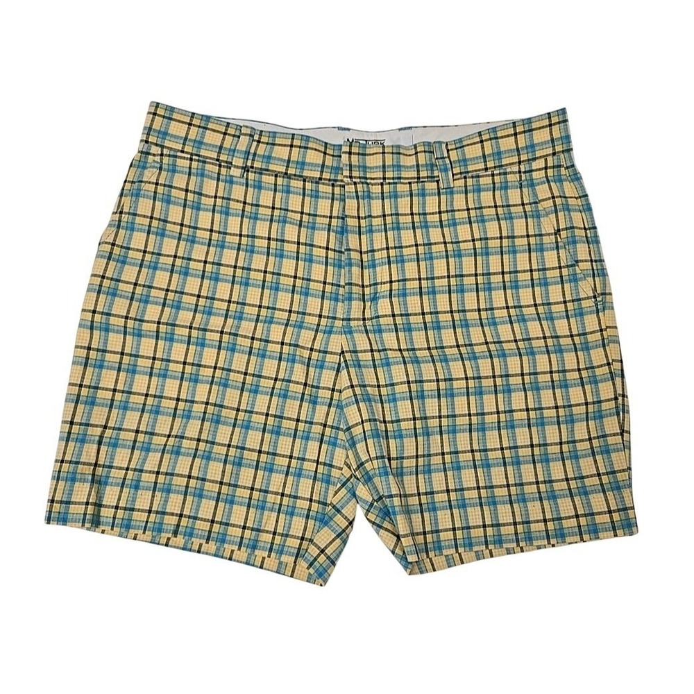 Mr Turk by Trina Turk Men's Yellow Blue Black Gingham Plaid Shorts Size 32